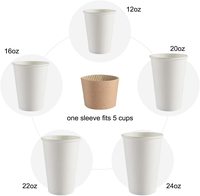 Fundas desechables biodegradables para taza de café, fundas de papel Kraft corrugado, mampara de 10oz, 12oz, 16oz, 2