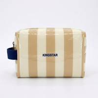 Sac de plage et de maquillage en PVC transparent rayé, imperméable, avec logo personnalisé et poignée souple – Vente en gros