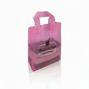 Bolsa de Compras de Plástico Resistente a Desgarros, Logotipo y Diseño Personalizados al por Mayor, Impermeable con Asa Suave para Comercio Minorista - Product Image 1