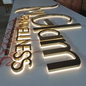 Insegna <span class=keywords><strong>3D</strong></span> in Oro Spazzolato per Esterni, Insegne Personalizzate per Negozi, <span class=keywords><strong>Lettere</strong></span> LED per Attività Commerciali, Logo Aziendale Retroilluminato - Product Image 2