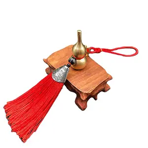 New Chinese knot brass opening gourd five emperors Coin Pendant Fulu two color tassel decorative pendant for automobile rearview