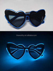 T-Worthy EL Lunettes fluorescentes sans fil Rave Glow Lumière LED Lunettes en forme de coeur Neon Party Favor Noël Saint Valentin <span class=keywords><strong>Bachelorette</strong></span> - Product Image 5