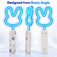 Individueller LED-Neon-Leuchtstab mit Kaninchen-, Stern-, Herz- und Bogenformen, Mehrfarbige Lichtmodi, Batteriebetrieben, Party-Leuchtstab