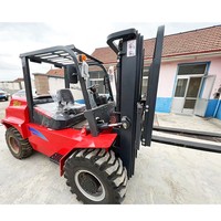 Chariot élévateur tout-terrain 4x4, chariot élévateur diesel pour chantier, entrepôt et manutention de matériaux en extérieur