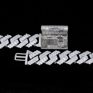 Luxury Baguette Moissanite Jewellery <strong>White</strong> <strong>Gold</strong> Cuban Link <strong>Chain</strong> <strong>Men</strong> <strong>Diamond</strong> Iced Out Cuban Link Necklace - Product Image 3