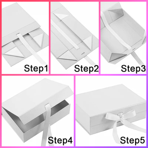 Sang Trọng Gấp Các Tông Hộp Quà Tặng Với Bow Ribbon Và Từ Đóng Cửa Có Thể Gập Lại Hộp Quà Tặng Thiết Lập - Product Image 5