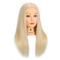 Tête de Mannequin Féminin Blonde de 18 Pouces en Cheveux Humains 100% Naturels pour la Coiffure, Compétitions et Pratique – Vente en Gros