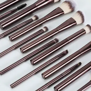 15 Pcs Sang Trọng Cao cấp Tùy Chỉnh Chuyên Nghiệp Bronzer Nâu Cơ Sở Bàn Chải Cho Vegan Tự Nhiên Mềm Tóc Vẻ Đẹp Kit Trang Điểm Bàn Chải Thiết Lập