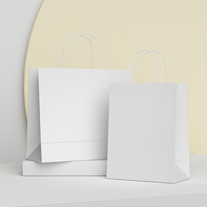 Sac de shopping classique durable personnalisé, papier kraft blanc brun, emballage pour café, réutilisable, recyclable, logo personnalisé, poignée - Product Image 2