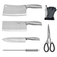 Ensemble de couverts en acier inoxydable 304, 6 pièces, emballage en gros avec support en acrylique, ustensiles de cuisine entièrement en acier, cadeau idéal