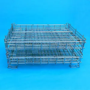 Chinese supplier foldable bulk pet preforms stacking wire mesh container for Euro wine bottles storage