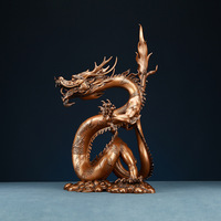Statue de dragon chinois en cuivre violet, figurine porte-bonheur Feng Shui, décoration de bureau, cadeau d'affaires pour la maison et le bureau