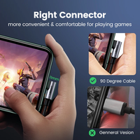 Cable Ugreen MFi USB-C a iOS con carga rápida PD de 20W, cable de datos tipo C con ángulo recto para cargar teléfonos, compatible con iPad y iPhone.