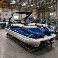 Bateau ponton innovant certifié CE de 22 pieds en aluminium, pour 12 personnes, avec table de salon avant, bateau ponton de loisirs familial, bateau ponton à louer