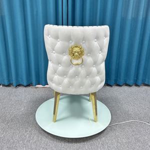 Silla de Banquete de Diseño Moderno Nórdico de Lujo con Patas de Acero Inoxidable, Silla de Hotel para Parque con Tapicería de Terciopelo Blanco/Cuero Sintético en Oferta - Product Image 4