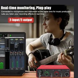 Low Price Professional Interface De Audio Studio Recording Pc Music Mobile Guitar Sound Card Digital Uac 192 Usb Audio Interface