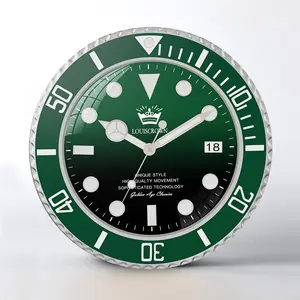 Relógio de quartzo mudo luminoso verde ambiente para sala de estar, quarto, moda decorativa, calendário