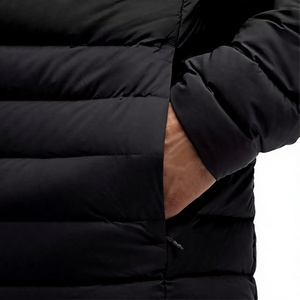 Chaqueta de Invierno para Hombre, Negra, con Cuello Alto, Ecológica, de Forro Polar, con Cierre de Cremallera, Estilo Casual, Corte Ajustado, de Algodón - Product Image 3