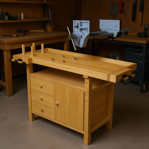 Établi de menuiserie avec étau à action rapide de 9 pouces de largeur de mâchoire pour atelier domestique ou garage, construction robuste en fonte - Product Image 2