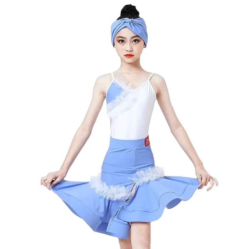 여름 라틴 댄스 드레스 소녀와 어린이 표준 트레이닝 드레스 성능