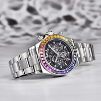 Montre mécanique squelette Pagani Design PD-1777 pour homme, bracelet en acier inoxydable, aiguilles lumineuses, chronographe automatique, montre de business