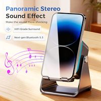 Haut-parleur sans fil rechargeable 5-en-1 avec induction USB V5.3, support de téléphone réglable, son stéréo multifonctionnel et LED RGB