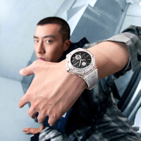 Reloj Deportivo Cronógrafo de Moda Mark Fairwhale para Hombre, Reloj de Cuarzo Masculino de Lujo con Caja Transparente de Acrílico, Resistente al Agua 3ATM, FW-5830
