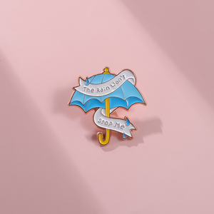 Sming Pins: Broches <span class=keywords><strong>de</strong></span> esmalte con la frase divertida 'La lluvia no me detendrá', diseño <span class=keywords><strong>de</strong></span> paraguas <span class=keywords><strong>de</strong></span> dibujos animados, insignias <span class=keywords><strong>de</strong></span> solapa, accesorios para mochila - Product Image 2