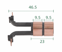 Support de balais de charbons pour anneau collecteur (dimensions : 15*7*9 / 46.5*9.5*23x 2 anneaux), pour assemblages de collecteurs à anneaux.