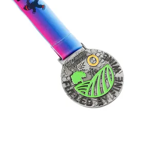 Premio personalizzato in esecuzione medaglie sportive in metallo per maratona di mezzo quarto con nastro - Product Image 1