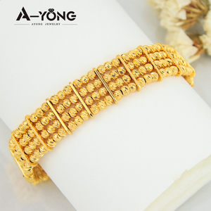 Trendy Fashion <b>Beaded</b> <b>Bracelets</b> 21k Gold Plated Non Tarnish Bridal Wedding Bangles Women's Classic Jewelry - Product Image 3