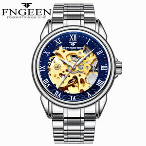 Montre automatique pour homme en acier inoxydable or et argent avec mouvement mécanique, idéale pour les occasions professionnelles et formelles - Product Image 3