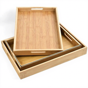 Bandeja Rectangular de Madera Hecha a Mano, Bandeja de Madera Natural para Servir Desayuno, Té, Café, Mesa de Comedor, Cocina, Restaurante, Hotel - Product Image 6