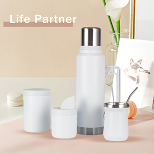 Ensemble <span class=keywords><strong>de</strong></span> bouteilles isothermes sous vide en acier inoxydable <span class=keywords><strong>2L</strong></span>, <span class=keywords><strong>gourde</strong></span> d'eau portable pour l'extérieur avec bocaux <span class=keywords><strong>de</strong></span> rangement, tasse à yerba maté et paille - Product Image 2