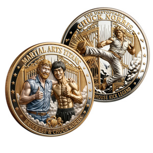 Pièce commémorative Chuck Norris : Légende des arts martiaux, thème « Tough Guy », artisanat métallique, médaille ronde culturelle - Product Image 5