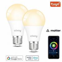 Ampoules LED intelligentes dimmables E26 A19 2700K 9W 800LM ETL CEC Tuya Wifi Matter pour Alexa Google App Control pour la maison