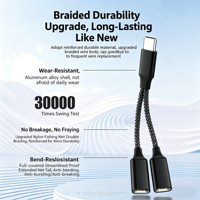 Câble USB C vers double USB C 60W PD à charge rapide, répartiteur en Y tressé en alliage d'aluminium pour ordinateur portable et téléphone 2-en-1