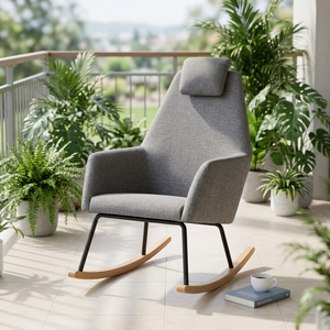 Fauteuil d'appoint moderne pour enfants Pieds en bois massif pour le salon Chaise à bascule et à bascule pour pépinière - Product Image 1