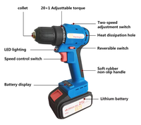 Perceuse sans fil 21V sans balais, tournevis électrique multifonction rechargeable, perceuse à main 2 vitesses pour usage domestique et industriel