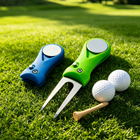 Alat Perbaikan Lapangan Golf OEM Sharp Prongs, Permukaan Tahan Noda, Desain Warna Kustom