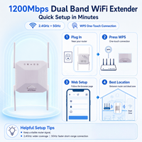 AC1200 WiFi Range Extender Wireless Repeater Dual Band 5GHz 2.4GHz dengan 4 Antena Mode WPS AP Port Ethernet Ganda