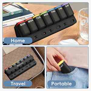 กล่องเก็บยาพลาสติกแบบพกพาขนาดเล็ก 7 วัน 7 ช่อง - Product Image 3