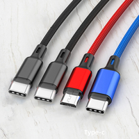 Cable de Carga Rápida 4 en 1 Trenzado de Nailon al por Mayor, Cable de Carga Rápida Dual USB C o Dual IOS para iPhone y Samsung