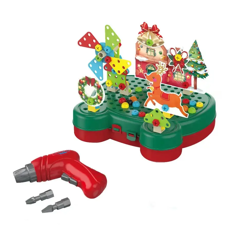 KSF Christmas Themed DIY Nut Toys Kids Educational 3D Puzzle Assembly Toy Christmas Gift DIY Screw Building Blocks Set