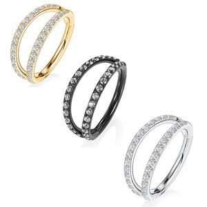 Anneau de nez en acier inoxydable, trois couches de zircone, design géométrique, bijoux de piercing corporel pour femmes, cadeau - Product Image 5