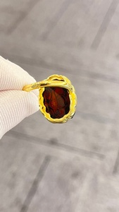 Giấy Chứng Nhận Bạc 925 Nguyên Chất Huyết Tự Nhiên Hổ Phách Khắc Hoa Mẫu Đơn Có Thể Điều Chỉnh Vòng Cho Nữ Đá Đỏ Hoa Hồng Mỹ Trang Sức Dropshipping - Product Image 3