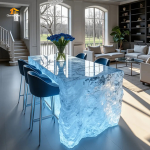 <span class=keywords><strong>Comptoir</strong></span> de bar en résine époxy translucide avec éclairage LED de luxe, cristal onyx, <span class=keywords><strong>pour</strong></span> bar, centre commercial, hôtel, discothèques - Product Image 1