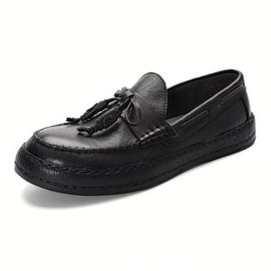 Mocasines XuanWu de Cuero Genuino para Hombre, Estilo Casual de Negocios, con Punta Abierta, Diseño Floral, Función de Masaje y Entresuela de Goma para Otoño - Product Image 5