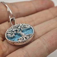 Collier pendentif arbre de vie turquoise en argent sterling 925