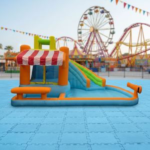 Château gonflable intérieur pour enfants facile à installer avec toboggan et aire de saut pour un jeu actif - Product Image 1